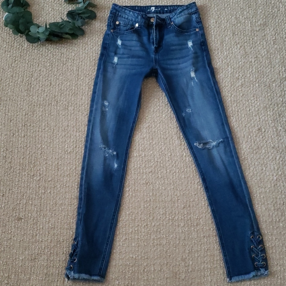 7 For All Mankind Distressed Skinny Jeans size 14